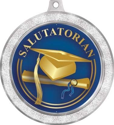 Medalha salutadora, medalhas de graduação de glitter de prata de 2 1/2 , grandes prêmios salutatórios