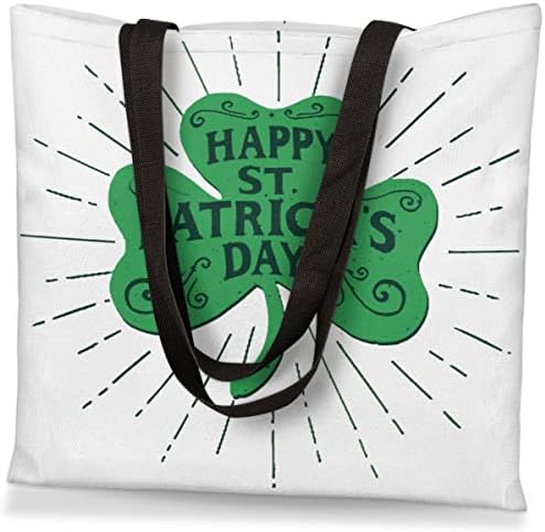 Happy St Patrick Days Women Canvas Tote Bag reutilizável Bolsa de mão de ombro meninas Saco de compras para uso de compras pesadas Bolsa de viagem Bolsa de praia para externo