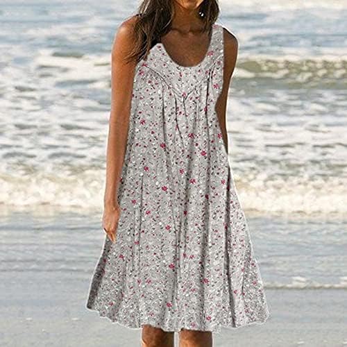 Vestido de sol plus size, feminino, moda feminina com estampa casual sem mangas de tamanho grande vestidos de praia verão