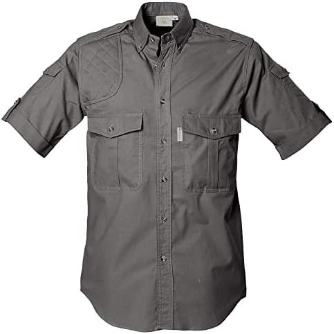 Tag Camisa de atirador Safari para homens de manga curta, algodão, proteção solar para aventuras ao ar livre