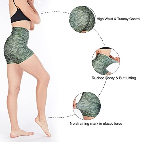 La Dearchuu shorts de ioga para mulheres levantando shorts de exercícios, shorts de barriga de barriga de barriga alta
