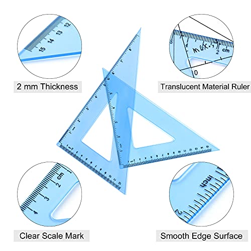 CooL de 12 polegadas de geometria matemática Ferramenta de régua de plástico inclui régua reta, governantes do triângulo,