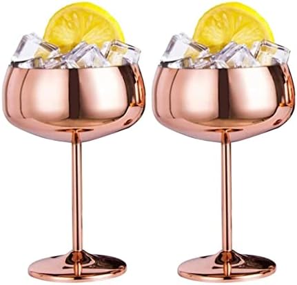 Lukeo Champagne Glasses Conjunto de 2 Aço inoxidável Vintage Martini Coquetel Glass Goblet
