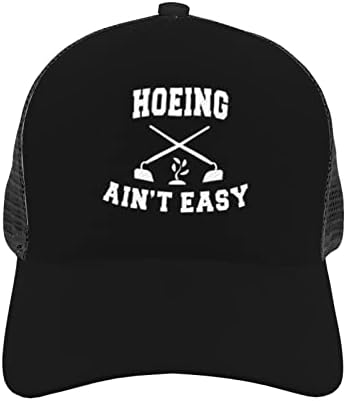 Hoeing Aint Easy Mesh chapéu ao ar livre lazer ajustável Caminho de beisebol curvo UNISSISEX BLACK
