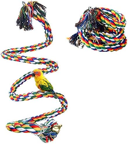 ANIAC Bird Cotton Cotton Cordos com os papagaios de sino mastigando bungee bungee gaiola cinza gaiola os acessórios de gabinete de pássaros, periquito de escalada barra