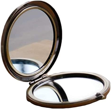 Espelho de maquiagem de dupla face pequeno espelho espelho de maquiagem literária retro portátil redonda pequena espelho
