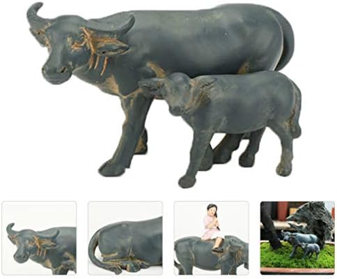 Acessórios para mesa do doitool Little Britters Toys Mini Buffalo estátua de fazenda Figuras Ornamentos Plant Pote