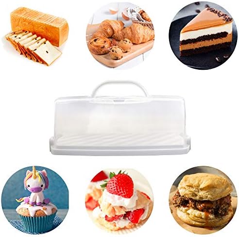 Cheeren plástico caixa de pão retangular com alça portátil, caixa de recipiente de armazenamento de bolo de pão para armazenar pão