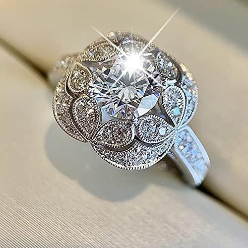 Moda feminina zircônia bling diamante retro anel de noivado anel de casamento anel de polegar