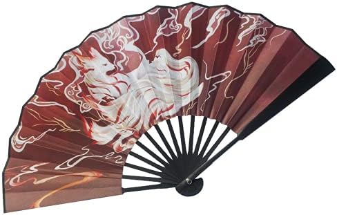 Paynan Chinese Dobring Hand Hold Fan Feminino Dança Hanfu Antigo Fan Fan Fox Pattern Decory