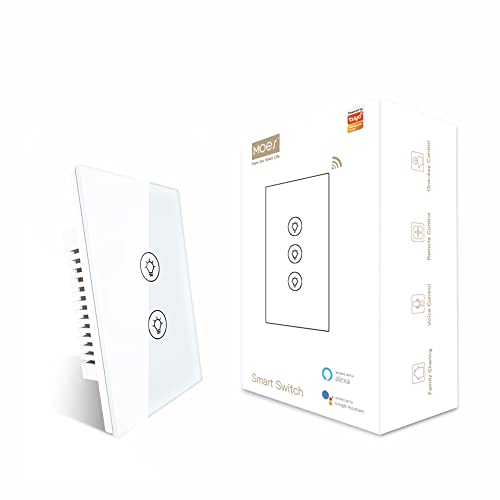 Moes Zigbee Smart Light Dimmer Switch 2 Gangue Independent Control, Tuya ZigBee Hub, Smart Life/Tuya App Control Compatível