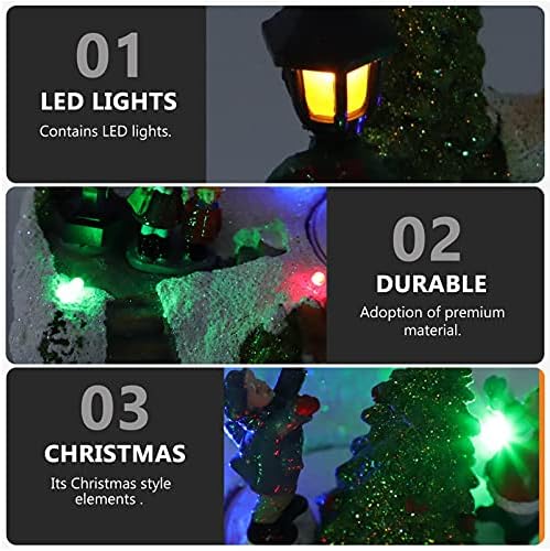 Kesyoo 1pc Mini Natal Luminous Music Resin House Light Lights Resin Christmas Tree Decoration