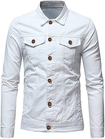 Wenkomg1 Men's Spring/Fall Jacket Shirts Botão básico para baixo
