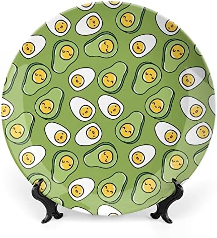 Placas decorativas de abacate de abacate ovo Placas de cerâmica redonda com suporte para a decoração de casamento em casa