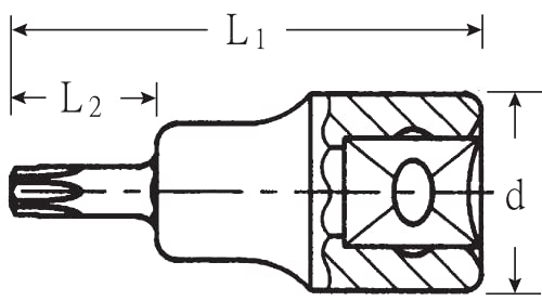 Stahlwille 02100015, soquete da chave de fenda 49TX T15 para parafusos Torx Inside com acionamento de 3/8 - aço de liga cromada