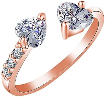 Anéis de casamento e noivado abrem jóias completas diamantes mulheres anéis de zircão Tamanho do anel duplo