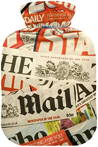 Garrafas de água quente com capa jornais da Inglaterra de Londres