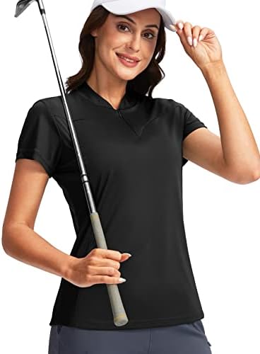 Santiny Women's Golf Shirt Zip Up Dri-Fit Sleeve Slave Polo Camisetas Upf50+ Tênis Tops de Golfe para mulheres Trabalho casual