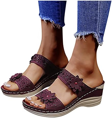 Sandálias para mulheres verão elegante, sandálias de cunha para mulheres com sandálias ortopóticas confortáveis ​​de verão com sapatos