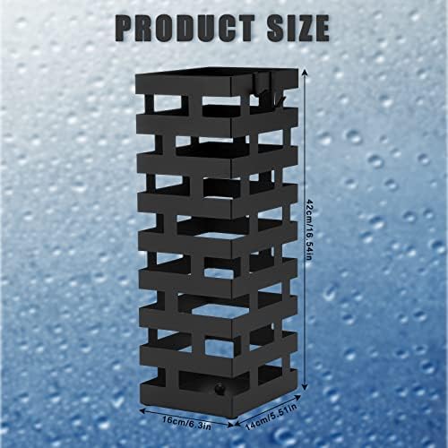 Tudomro Umbrella Stands para entrada grande porta -guarda -chuva de metal com bandeja de água removível e ganchos decoração