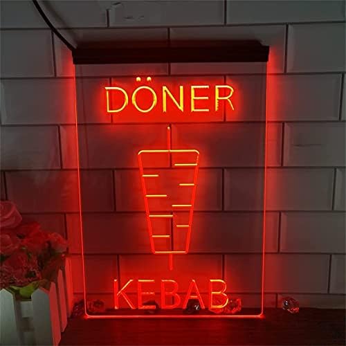 Dvtel Kebab Shopneon Sign Modelo LED MODELA LIMPia luminosa Letras de sinalização de sinalizador de acrílico Luz decorativa de néon,