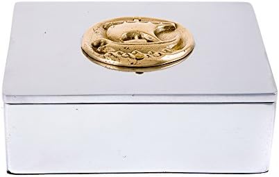 Elitecrafters elegantes metal sólido artesanal, Escritório - caixa de armazenamento decorativo de mesa, Aceessy de mesa, design de navio arcaico grego. 13.5x11x5cm