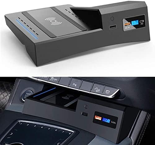 Carregador sem fio de carro, para Audi Q5 SQ5 2021 Painel de acessórios para console central com QC3.0 USB e 18W PD PD