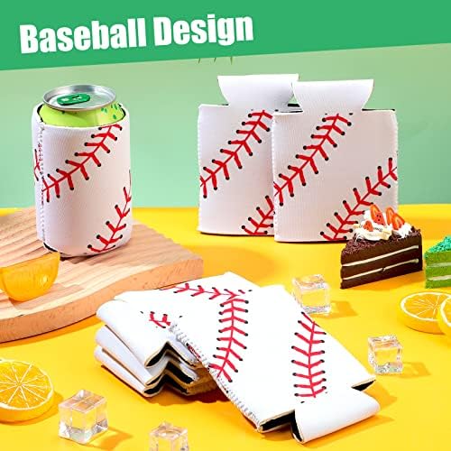 26 PCS Baseball Beer Cervento de beisebol Favorias de beisebol Baseball Neoprene Drink Sleeve Collapsible Holder Holder Presente para homens homens Mulheres, 4,92 polegadas x 3,7 polegadas