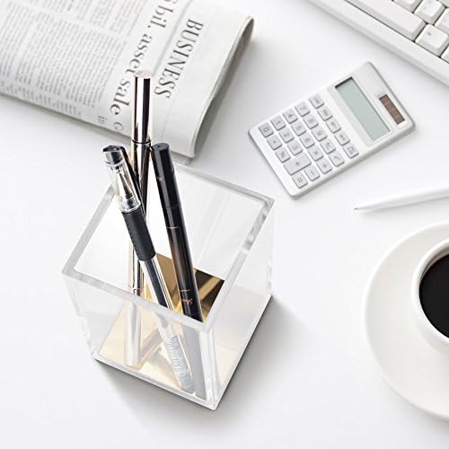 Lápis de acrílico e caneta de acrílico Hblife, Organizador de artigos de papelaria de Gold Desktop Modern Design Office Desk Acessório