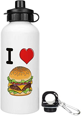 Azeeda 600ml 'eu amo a garrafa de água / bebida reutilizável dos hambúrgueres