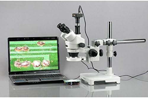 AMSCOPE SM-3TY-54S-5M Digital Profissional Trinocular Trinocular Microscópio de Zoom, oculares Wh10x, ampliação 7x-90x,