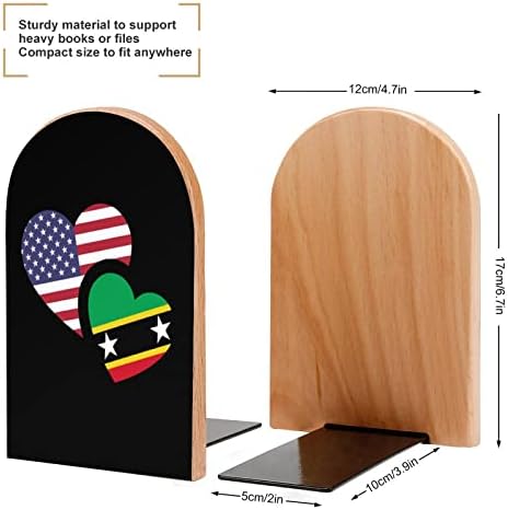 Saint Kitts e Nevi Us Flag Pintura de madeira Bookend Decorativa Livro não esquiador End 1 par 7x5 polegadas