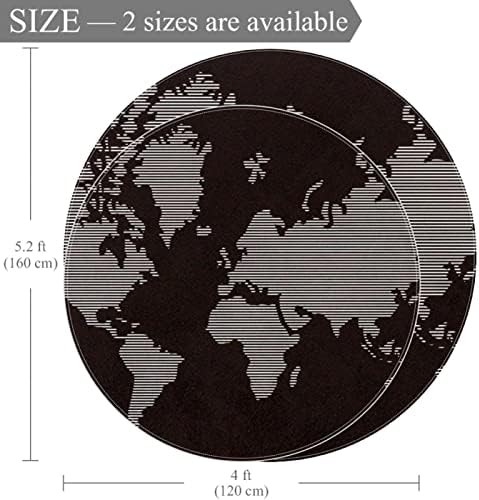 Llnsupply 4 pés redondo tapete de área de recreação de pilha, mapa do mundo Backgramento preto Baby Crawling Floor Tats Jogo Playt