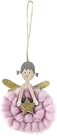 Mnjin Crystal Decorations for Party Christmas Decoration Wool Wooden Painted Christmas Angel Pinging