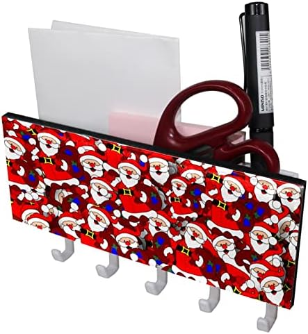 Christmas Papai Noel Presente Red Merry Natal Organizador de rack com 5 ganchos Banheiro de parede Banheiro de cozinha rack de prateleira