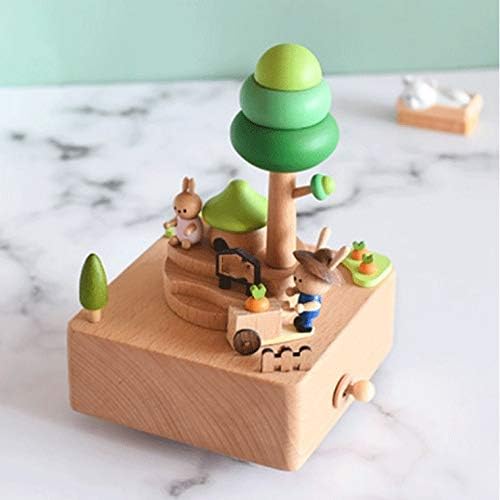 Gkmjki Wooden Creative Bunny Music Box de madeira de madeira