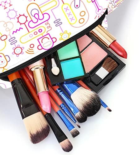 Tbouobt Cosmetic Travel Bags, maquiagem, bolsa de maquiagem para produtos de higiene pessoal, robô rosa de desenho animado fofo