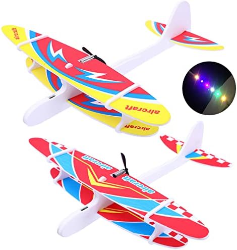 2 pacote de brinquedo de avião, aviões de espuma Brinquedos ao ar livre para crianças meninos, jogando planadores de espuma de avião