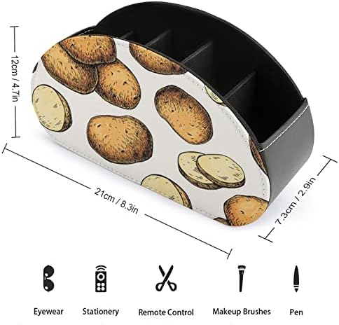 Potato desenhado alimento tv tits de controle remoto de moda boxe de armazenamento de couro Organizador de mesa com 5 compartimento