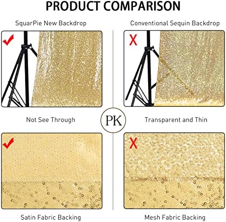 Cortina de cenário de lantejoulas squarepie não é ver através do fundo para a festa de casamento de 4 pés x 7 pés de ouro