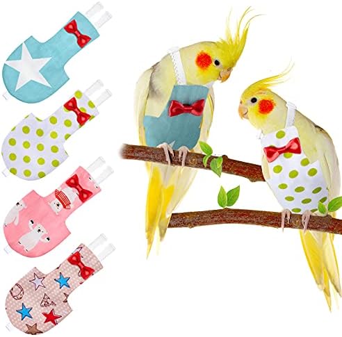 4 peças fraldas de pássaros puas de vôo liners laváveis ​​reutilizáveis ​​protetores de papagaio de papagaio com traje de urina fofa de urina