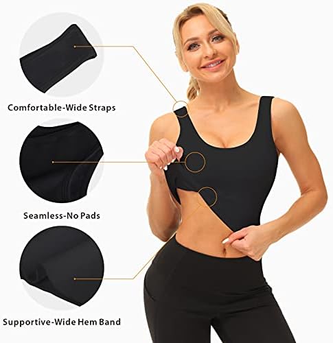 Simiya 2 pacote feminino sem costura sutiã sem fio Bras Super Comfort Yoga Bralette Tampas de colheita respiráveis