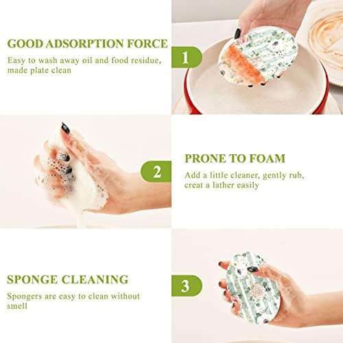 3pcs Scrub esponjas temas de primavera Flores Padrão Pop-up Plato Sponge Para limpar o banheiro da cozinha doméstico de lavagem