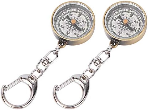 2PCS Keychain Compass, Vintage Pocket Compass, portátil Liglo de zinco Compacto Compússica de bolso, Ferramenta de navegação para