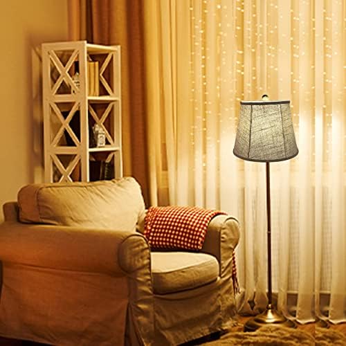 Double Tootoo Star Brown Lamp Shade Conjunto de 2, abajur de tambor grande para luz do piso e lâmpada de mesa 10x14x10