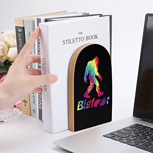 Tie Dye Bigfoot Wood Decorativo Livros Livros Não Esquagais End para Prateleiras 1 par 7 x 5 polegadas