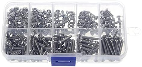 340pcs m3 3mm de botão de aço inoxidável Cabeça Allen parafusos parafusos Kit de sortimento