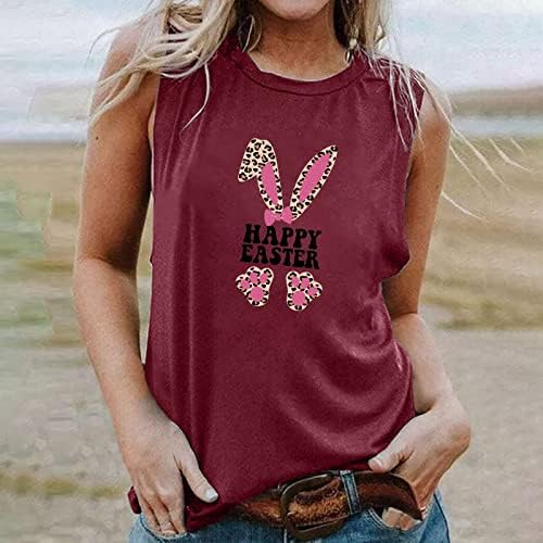 Tampa do tanque de páscoa feliz para mulheres camisetas de colete gráfico de coelho