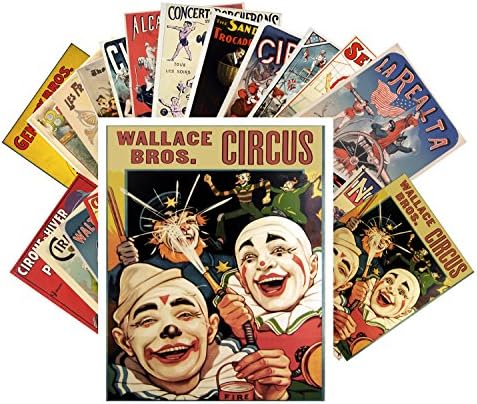 Postais vintage 24 PCS Palhaços de circo vintage e pôsteres vintage