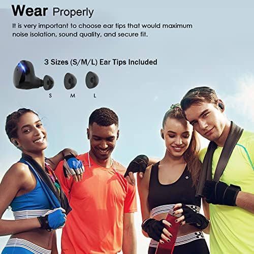 Fones de ouvido sem fio de McGor, fones de ouvido Bluetooth com estojo de carregamento, tempo de reprodução de 25h, controle de toque, tela digital, par rápido, estéreo Earbuds Bluetooth com microfone para todo o dispositivo Bluetooth